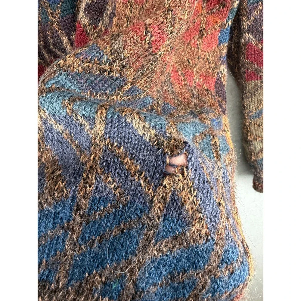 INTI for George Alexander Mens Large Alpaca Sweater Geometric Bolivia w/ FLAW